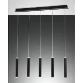 FABAS LUCE Hengelampe Prado, svart, 5 lyskilder, lineær, dimbar