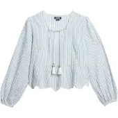 Superdry for woman. W6012100A Broderie blouse blue (S), Casual, Cotton, Long sleeve