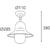 MORETTI Utendørs taklampe Campanula 2095, antikk messing, Ø 29 cm IP44