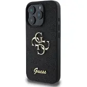 GUESS iPhone 16 Pro Max Fixed Glitter 4G Metal Logo Deksel - Svart