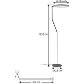 LINDBY LED-gulvlampe Rayon, svart, metall, høyde 150,3 cm