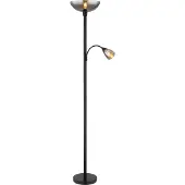 Globo Gulvlampe Blade, høyde 178 cm, svart/røykfarget, 2 lyskilder.