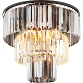 Globo Naxis taklampe, røykgrå/klar, Ø 40 cm, krystall