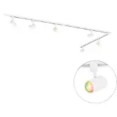 QAZQA Smart Skinnesystem med 6 Spotlights Hvit 1-Fase 300cm - Iconic Jeana