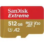SanDisk Extreme - Flashminnekort (microSDXC til SD-adapter inkludert) - 512 GB - A2 / Video Class V30 / UHS-I U3 / Class10 - microSDXC UHS-I