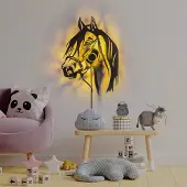 Opviq Vegglampe Horse, svart, metall, 57 x 41 cm, stikkontaktkabel