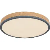 Globo LED-taklampe Doro, Ø 45 cm, mørk grafitt/tre, tre, CCT