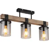 Globo Taklampe Lila med trebjelker, 3 lyskilder