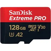 SanDisk Extreme Pro - Flashminnekort (microSDXC til SD-adapter inkludert) - 128 GB - A2 / Video Class V30 / UHS-I U3 / Class10 - microSDXC UHS-I