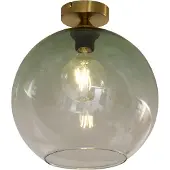 QAZQA Art Deco taklampe messing med grønt glass - Sandra