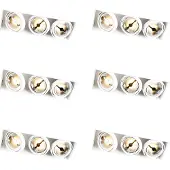 QAZQA Sett med 6 innfelte spotter hvit AR111 Trimless 3-lys - Oneon