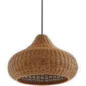 LUCANDE utendørs pendellampe Taniola, 1 lyskilde, beige, rotting, IP44