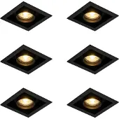 QAZQA Sett med 6 Moderne innfelt spot svart justerbar - Tak