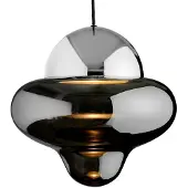 Design By Us LED-hengelampe Nutty XL, røykgrå/kromfarget, Ø 30 cm