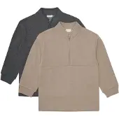 Minymo Sweatshirts - 2-pack - Halv glidelås - Fossil - - 7 år (122) - Collegegenser
