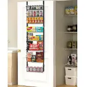 Vevor Over-the-Door Pantry Organizer, 8-lags spiskammersorganisering og oppbevaring, kraftig stålhengende krydderhylle, justerbare veggkrydderhyller, for hjemmekjøkken, vaskerom, bad, svart