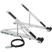 Targus - Notebookstativ - med 4-porters USB-hub - 10 - 15.6 - sølv