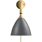 Gubi vegglampe Bestlite BL7, grå/messing, Ø 16 cm, E14