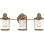 QUOIZEL Vegglampe Riggs IP44, antikk messing, 3-flammig