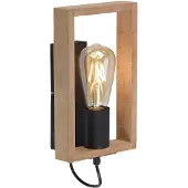 JUST LIGHT Vegglampe med ramme laget av tre