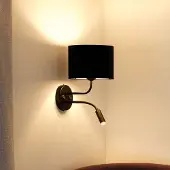 Duolla Vegglampe Roller, snor svart, svart, med leselampe