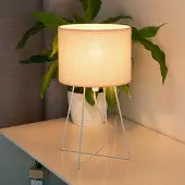 Duolla Bordlampe Trixi med trådramme hvit/beige, stoff, E14