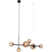 QAZQA Hotel Chic Pendellampe Mørk bronse med bronsefarget glass 6-lys - Monaco