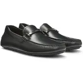BOSS for man. 50548100 Noel Mocc black leather loafers (45), Flat, None, Casual, Classic