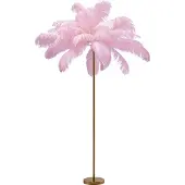 Kare Feather Palm gulvlampe med fjær, rosa