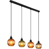 Globo Hengelampe Zumba, grønn/bronse/petrol, 90 cm, 4-lys, glass