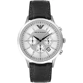 Emporio Armani Emporio Herre Klassisk Kronografklokke med svart skinnrem AR2432