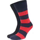 Tommy Hilfiger Sokker 2 Par Rugby Mørkeblå Blå Rød Størrelse