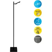 Näve LED-gulvlampe Lupa svart høyde 135 cm metall touchdim