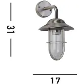 Searchlight Utendørs vegglampe Toronto, IP44, sølv, stål, glass, E27