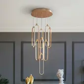 Schuller Valencia LED-hengelampe Colette, 9 lyskilder, rund, rosa gull