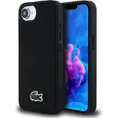 Lacoste iPhone 16e/17e Iconic Petit Pique Woven Logo-deksel - MagSafe-kompatibel - Svart