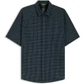 BOSS for man. 50544851 Dark blue Excurse shirt (M), Casual, Cotton, Short sleeve