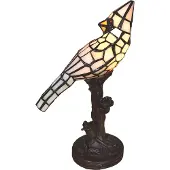 Clayre & Eef Bordlampe 5LL-6102N fugl, krem Tiffany-stil