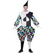 MOM Harlekin-kostyme Med Hette Ryggløst Design Håndjern Og Bukser Med Knapper
