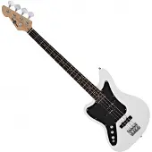 Gear4Music Seattle Left Handed Bass Guitar fra White