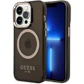 GUESS GUHMP14LHTCMK iPhone 14 Pro 6,1" svart/svart hardt etui Gold Outline Translucent MagSafe
