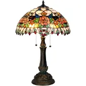 Clayre & Eef Fargerik bordlampe Maja, Tiffany-design