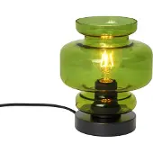 QAZQA Retro bordlampe svart med grønt glass - Denise