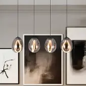 VIOKEF LED-pendellampe Melanie, lengde 85 cm, røykgrå, glass 4 lyskilder.