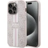 GUESS 4G MagSafe-etui med trykte striper for iPhone 15 Pro - rosa