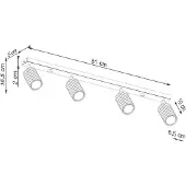 Sollux Carbon downlight, hvit, lengde 81 cm, aluminium, 4 lyskilder.