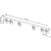 Sollux Downlight carbon, hvit, lengde 117 cm, aluminium, 6 lyskilder.