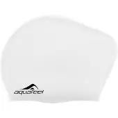 Aquafeel svømmehette i silikon 30404, 10 white, langt hår