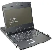 Digitus Professional DS-72211-4GE - KVM-konsoll med KVM-svitsj - 8 porter - Tysk - 19 - kan monteres i rack - 1366 x 768 @ 60 Hz - 1000:1 - svart, RAL 9005 - 1U