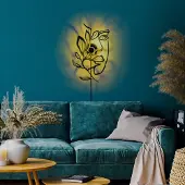 Opviq Vegglampe Flower Faced, svart, metall, 54 x 34 cm, stikkontakt
